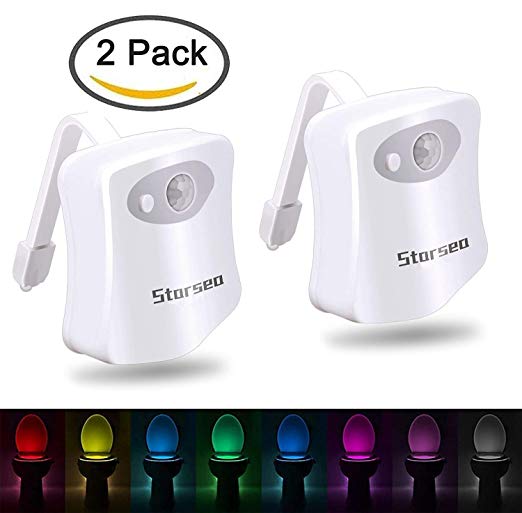 2Pack - Starsea New Motion Activated LED Toilet Night Light, Toilet Bowl Light, Motion Sensing Night Light - 8 Colors Changes