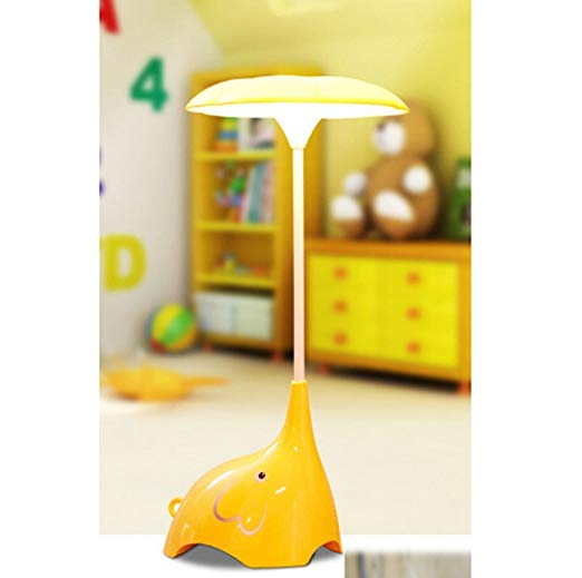 Wanchuang Cute Elephant Children's Night Lights Flexible Angles Desk Lamp - Touch-sensitive 3 Levels of Brightness USB Rechargeable Table Lamp - Rechargeable for Kids, Baby, Children (Yellow)