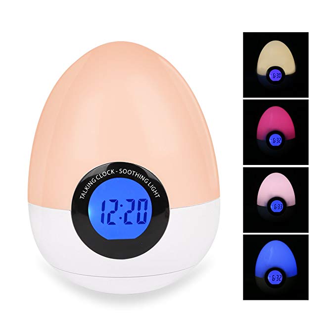 Night Lights for Kids, Baby Night Light with Alarm Clock, Bedside Lamp, Eye Caring LED, Adjustable Brightness and Color, Touch Control, IP65 Waterproof