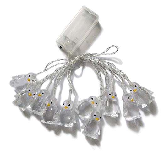 Penfly 1.65M 10LEDs Decorative Penguin Shape Fairy Romantic Night Lamp Mood Night Light for Indoor Outdoor Home Bedroom Wedding Party Babyroom Child Multi-Colored