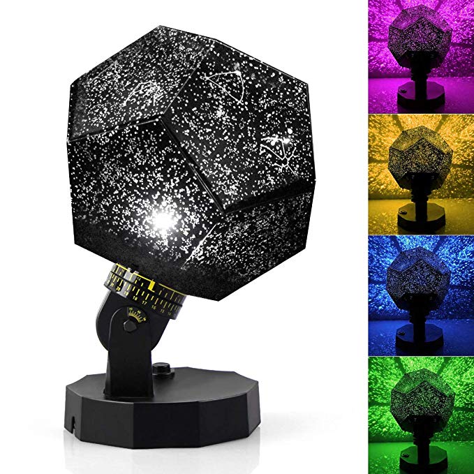 Lisnec DIY Night Light Baby Star Projector, Multicolor Changing Lighting LED Starry Rotating Projection Lamp Gift for Kid Children Girl with USB Cables