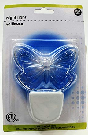 (Pack of 2) Clear Multi-room Blue LED Night Light Butterfly