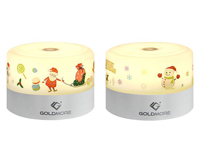 goldmore Bedside Lamp - Touch Lamp - Night Lights for Kids - Baby Night Light - Nursery Night Light Baby Eye-Caring Sleep Led Lamp 2 Pack Warm White by