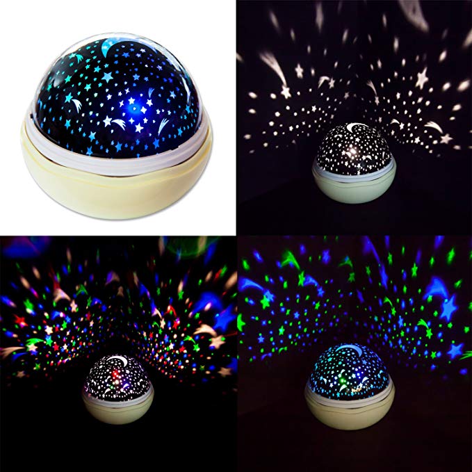 Starry Night Light,MOCERO Rotating Light Projector with 4 LED Bulbs 9 Modes for Children Kids in Bedroom