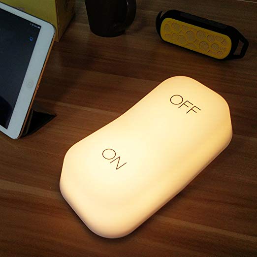 Lucky2Buy Cordless Night Light, Modern Switch Design Gravity Sensing Nursery Light, Tilt Activated Kid's Bedside Lamp Yellow