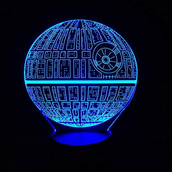 AlienTech Star Wars Death Star 3D Visual LED Night Light Touch Sensitive Switch Table Lamp USB Charge 7 Colors Room Decor Colorful Lighting Gift